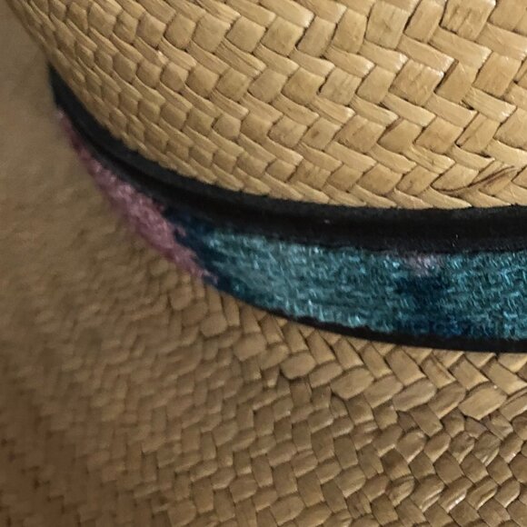 Fiesta Santa Barbara Straw Fedora Hat — Made in USA, Floral Band & Concho main image 4
